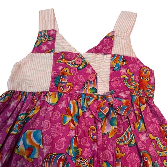 Vintage Tropical Art by Motti Naeh Baby Dress 12M‎ Pink Tropical Fish Print - Picture 3 of 7